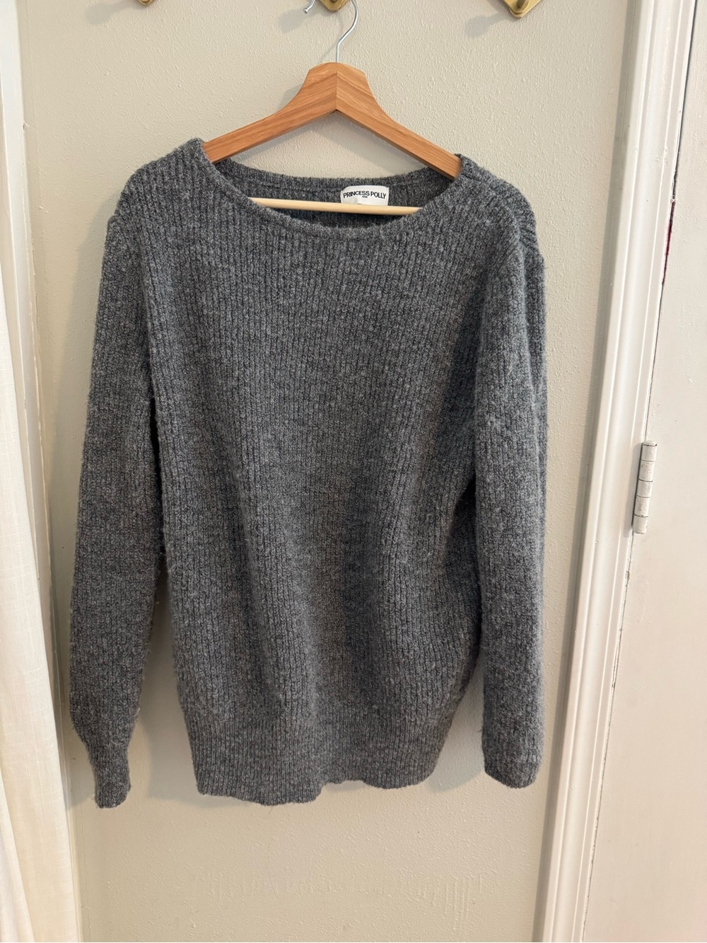 Princess Polly Gray Ribbed Crewneck Sweater